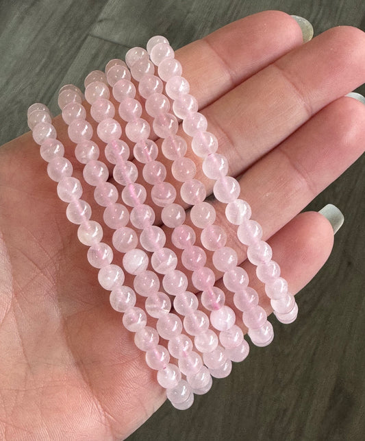 Pink Calcite Beaded Stretch Bracelet