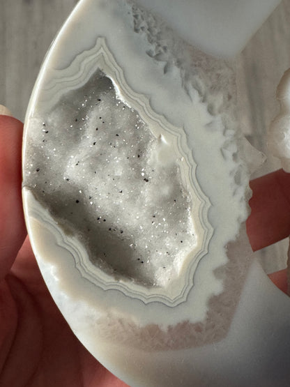 Druzy Agate Fairy Moon on Stand