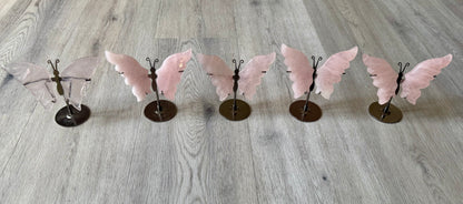 Rose Quartz Butterfly Wings on Stand