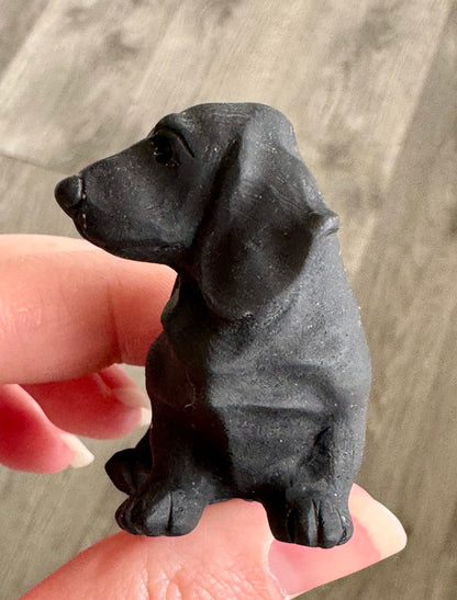 Black Obsidian Dachshund Carving
