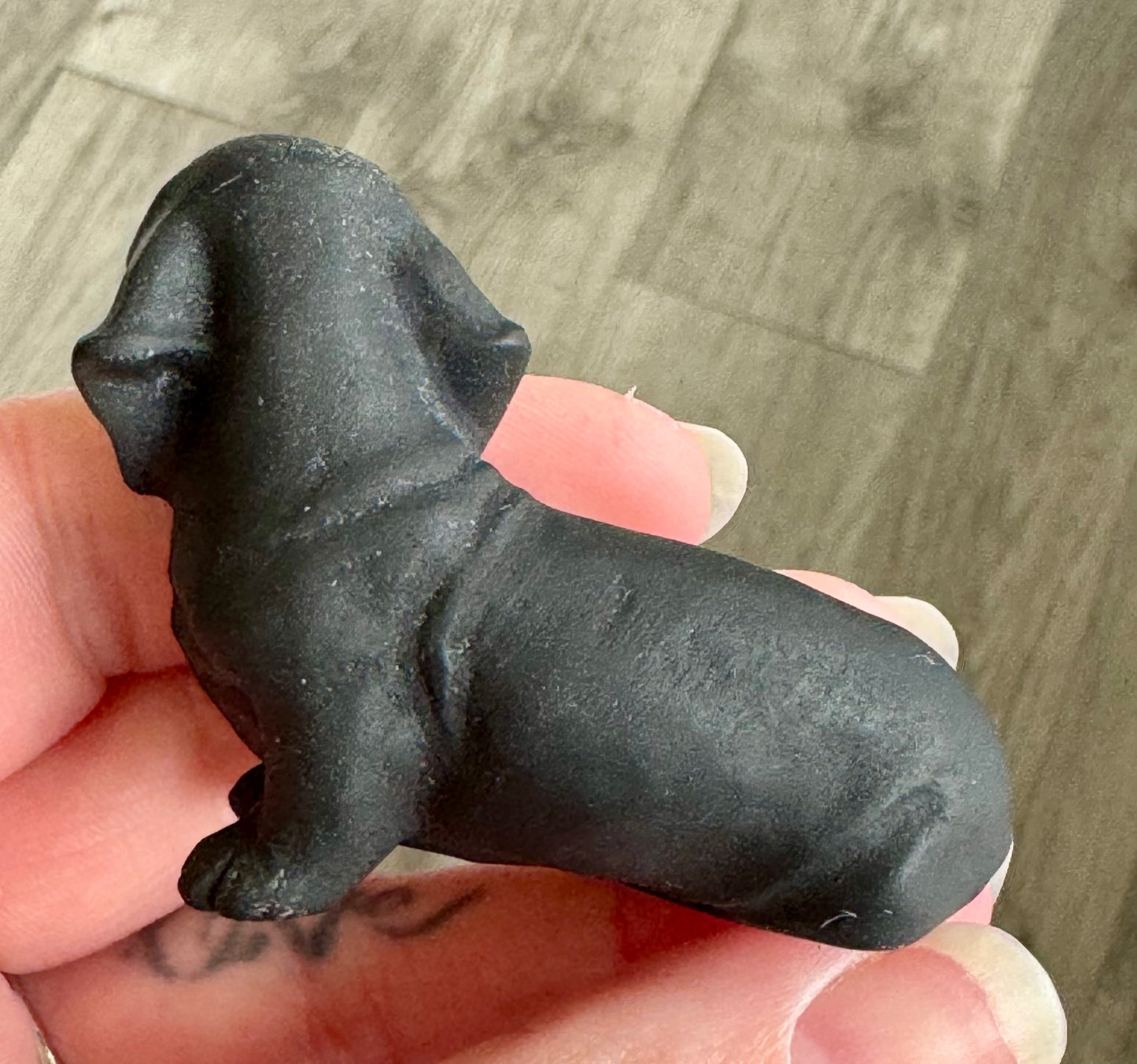 Black Obsidian Dachshund Carving