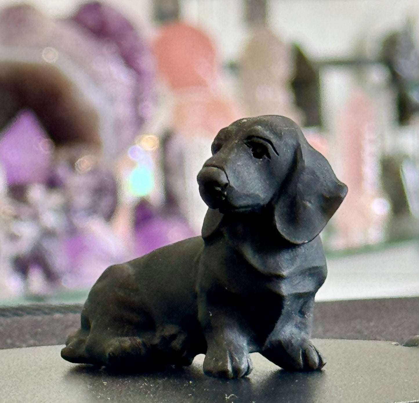 Black Obsidian Dachshund Carving