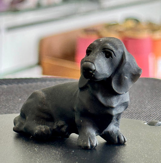 Black Obsidian Dachshund Carving