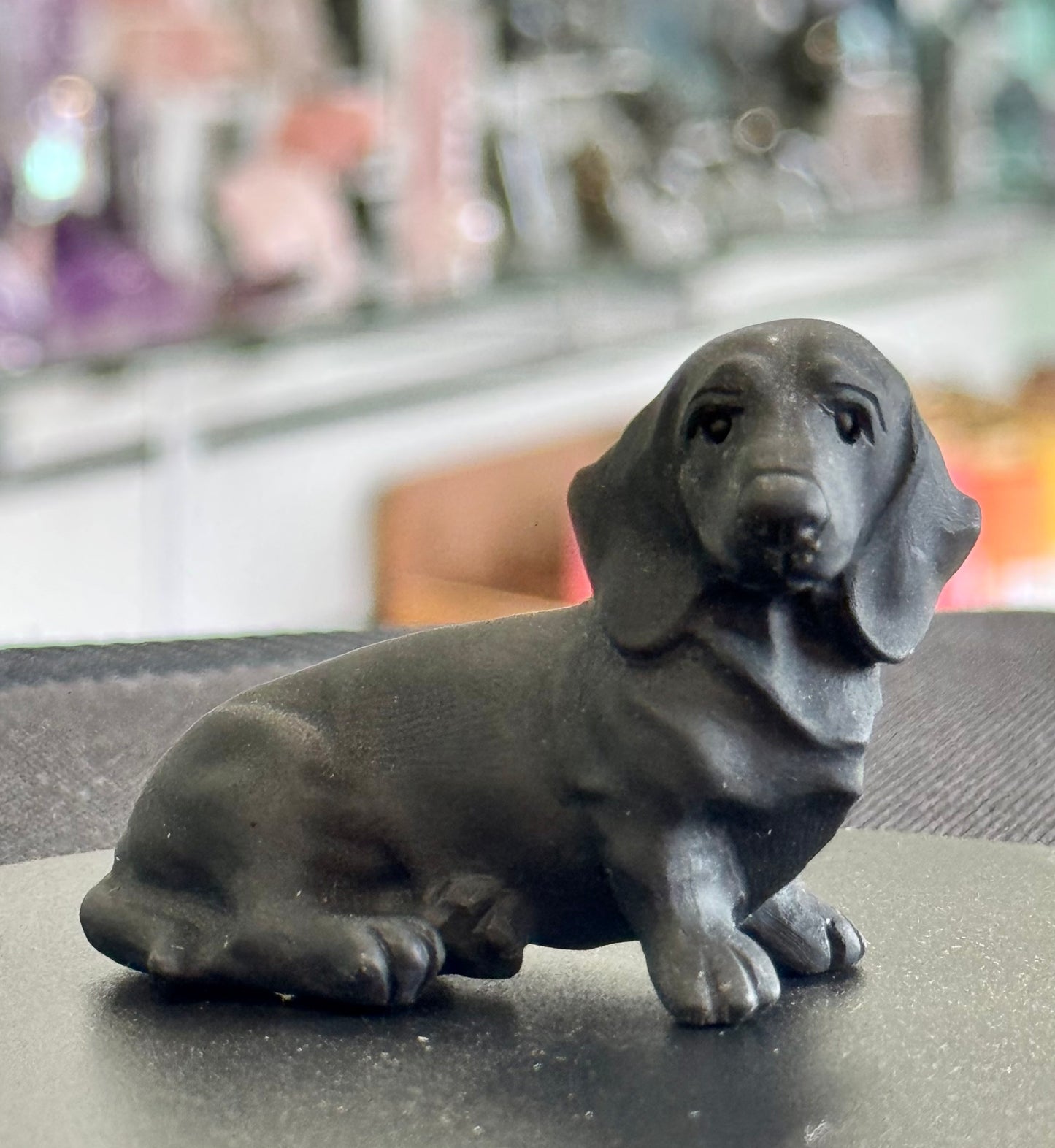 Black Obsidian Dachshund Carving