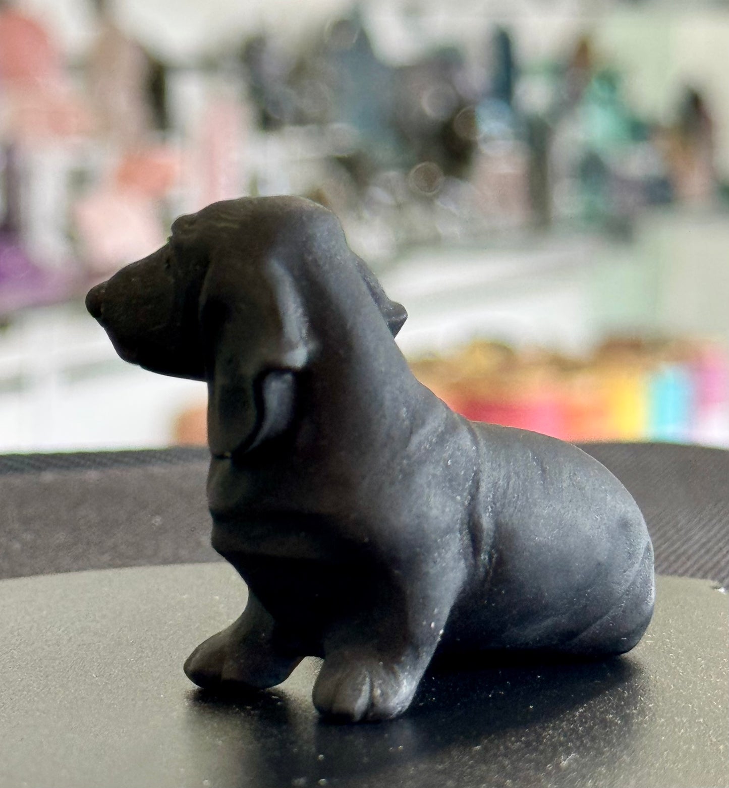 Black Obsidian Dachshund Carving