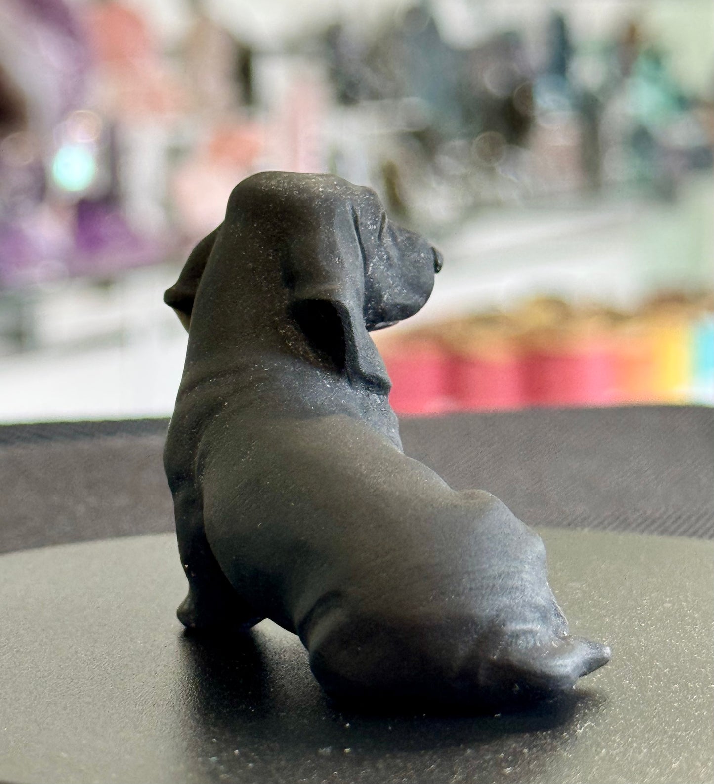 Black Obsidian Dachshund Carving