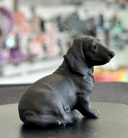 Black Obsidian Dachshund Carving