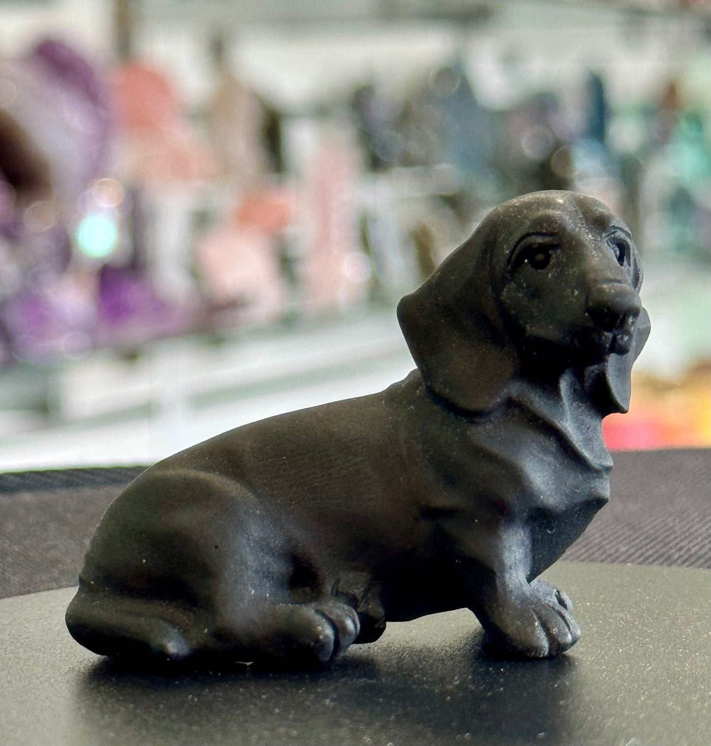Black Obsidian Dachshund Carving