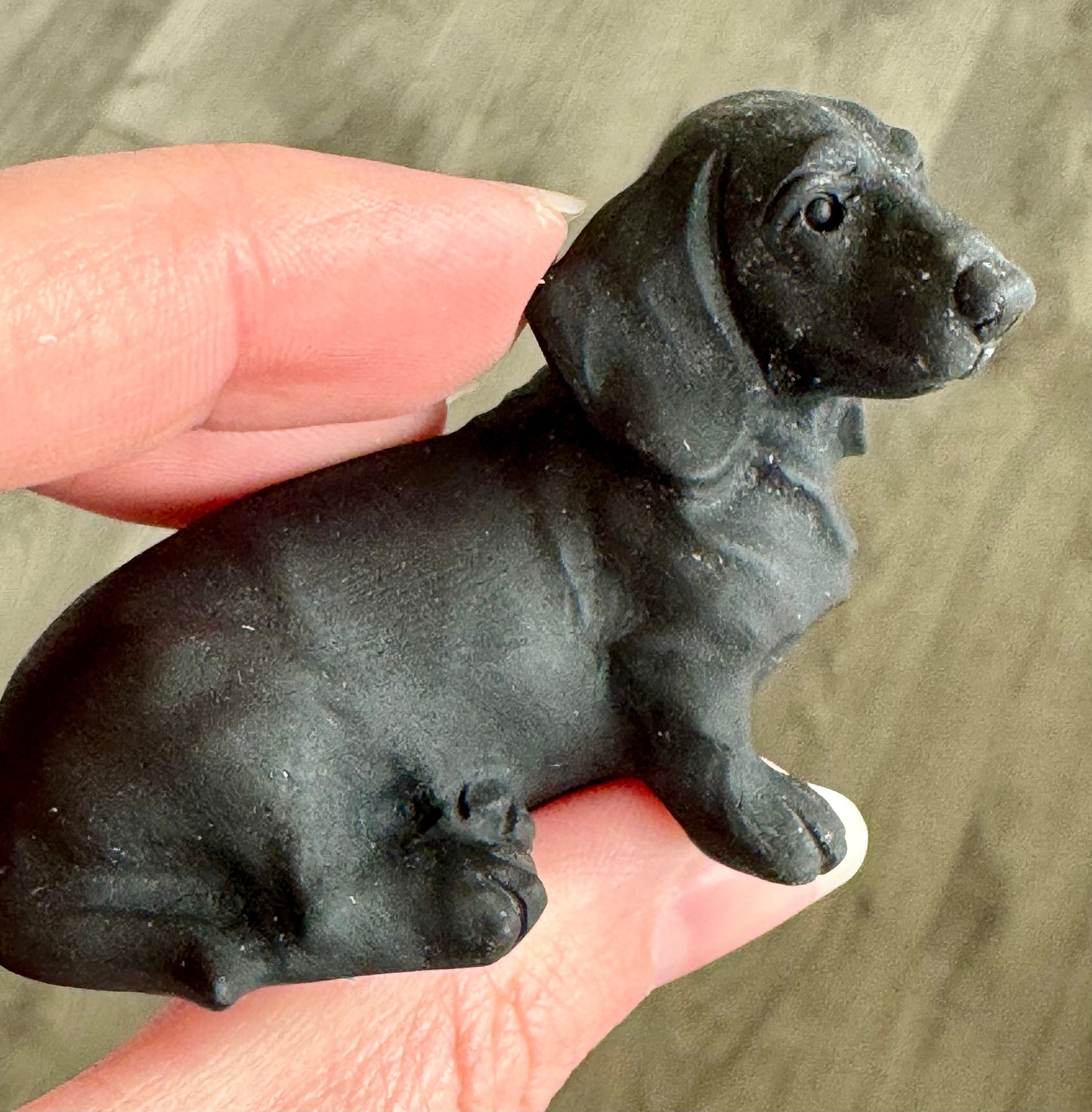 Black Obsidian Dachshund Carving