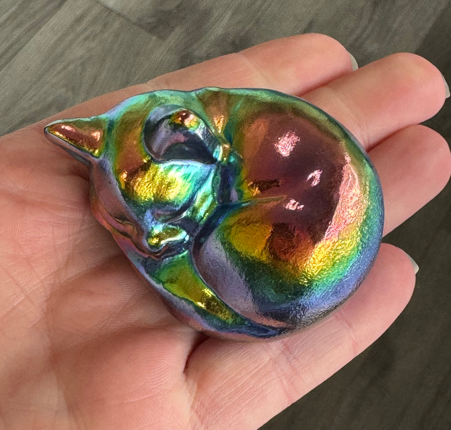 Aura Black Obsidian Sleeping Cat Carving