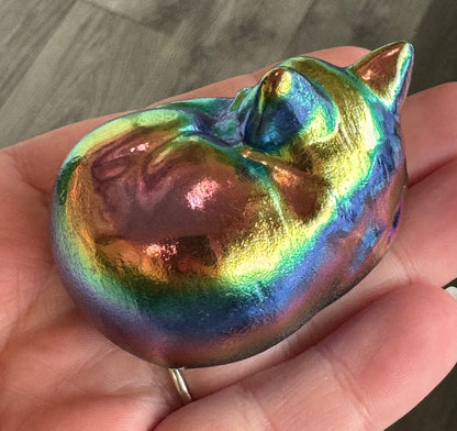 Aura Black Obsidian Sleeping Cat Carving