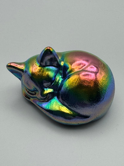 Aura Black Obsidian Sleeping Cat Carving
