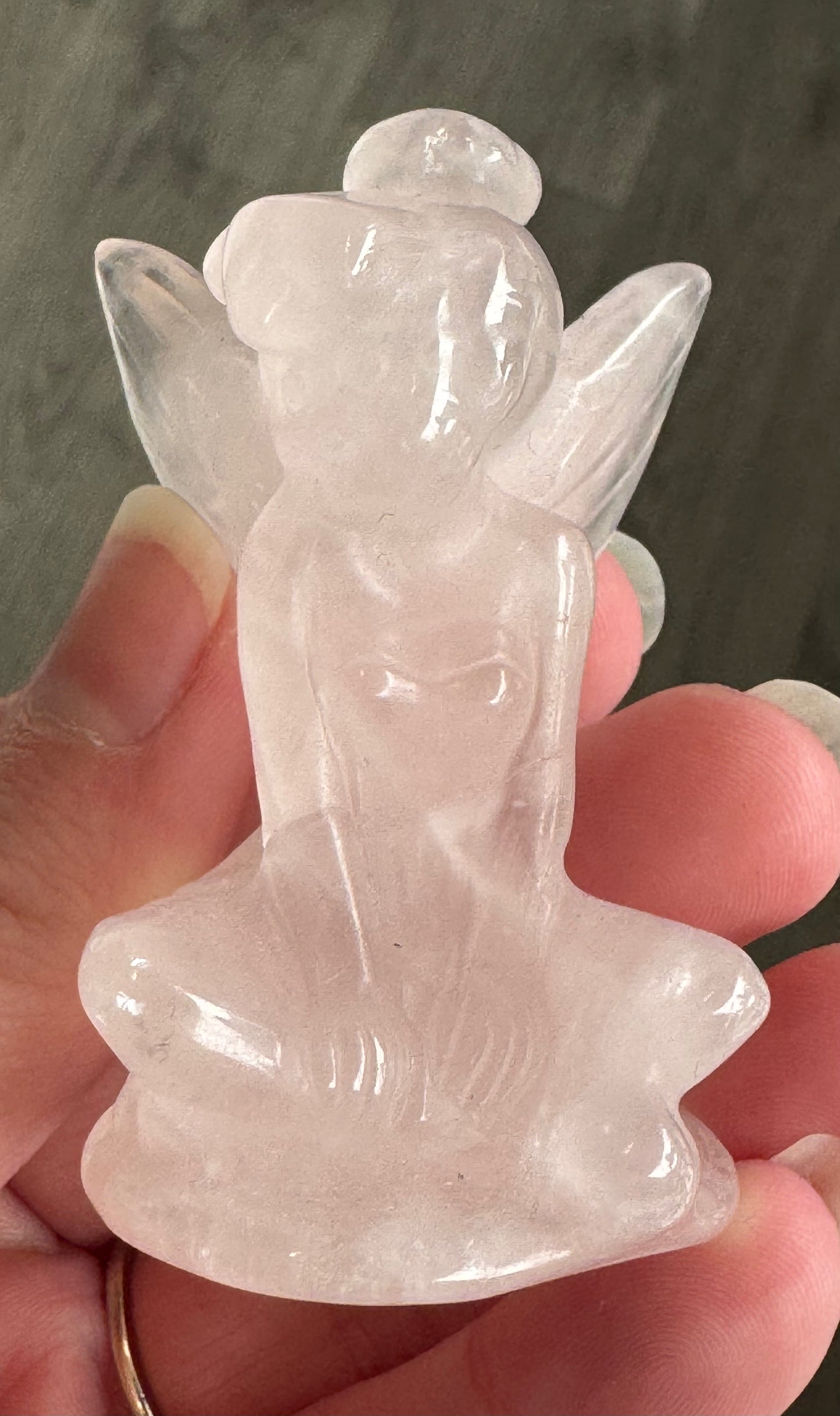 Rose Quartz Fairy Carving
