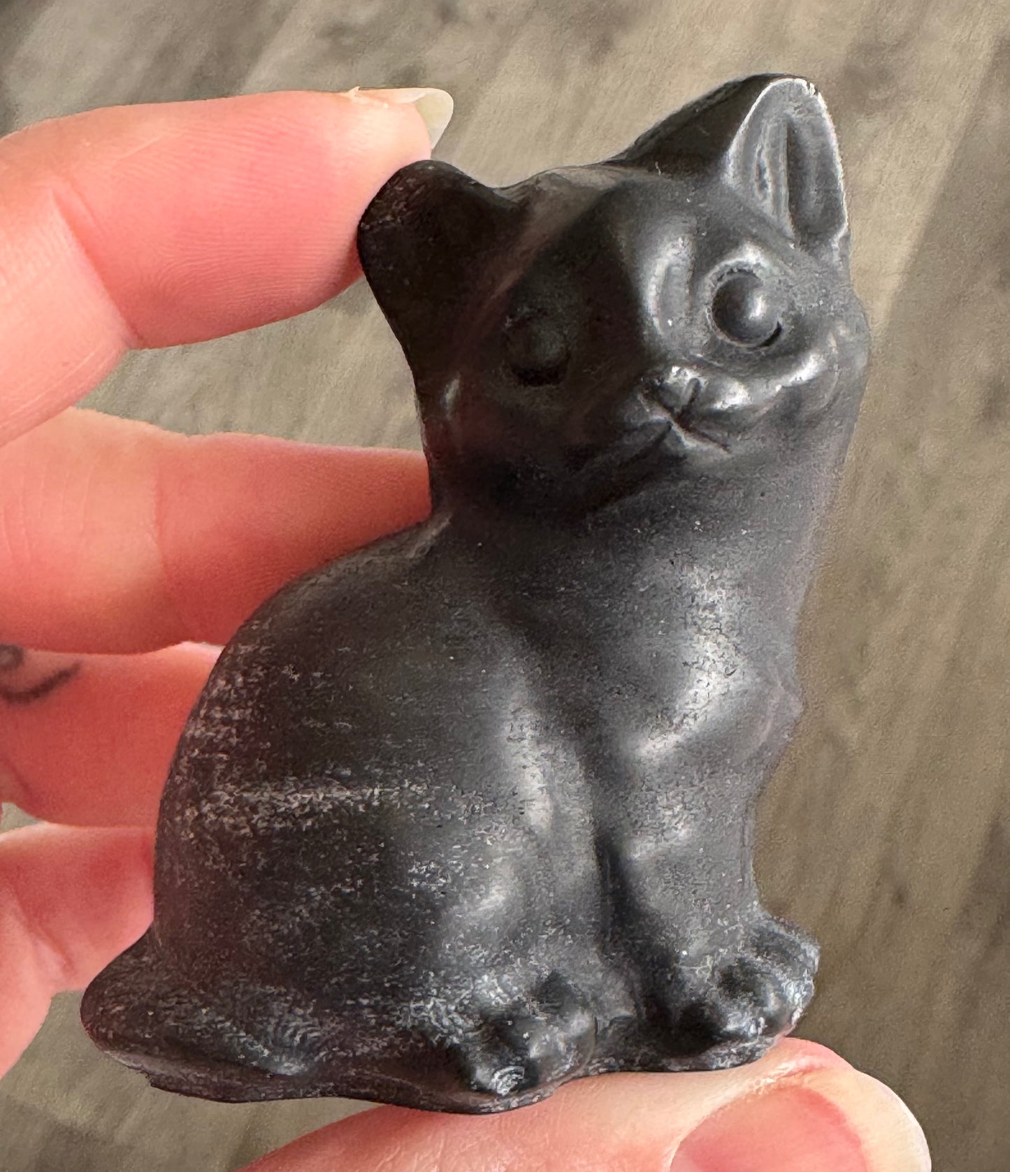 Black Obsidian Cat Carving