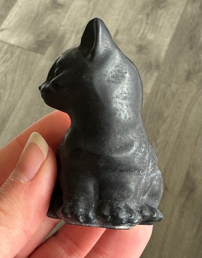 Black Obsidian Cat Carving