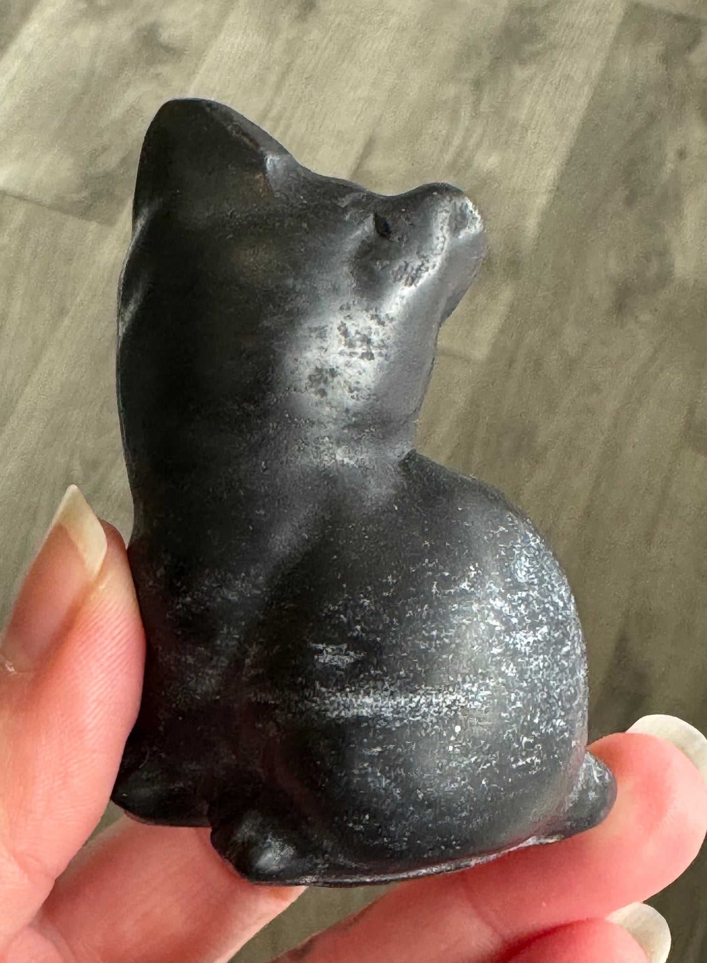 Black Obsidian Cat Carving