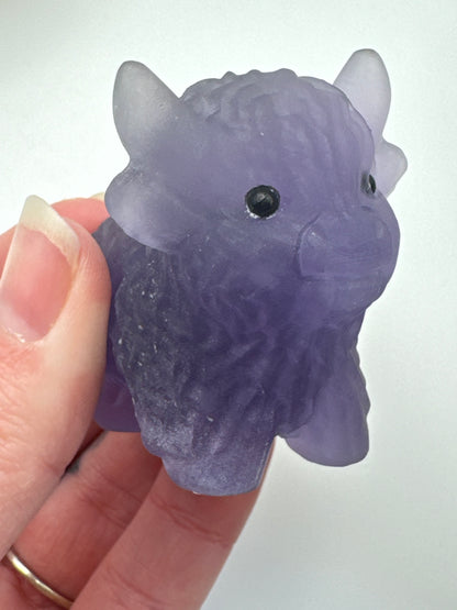 Purple Fluorite Highland Cow Carving