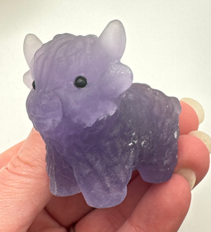 Purple Fluorite Highland Cow Carving