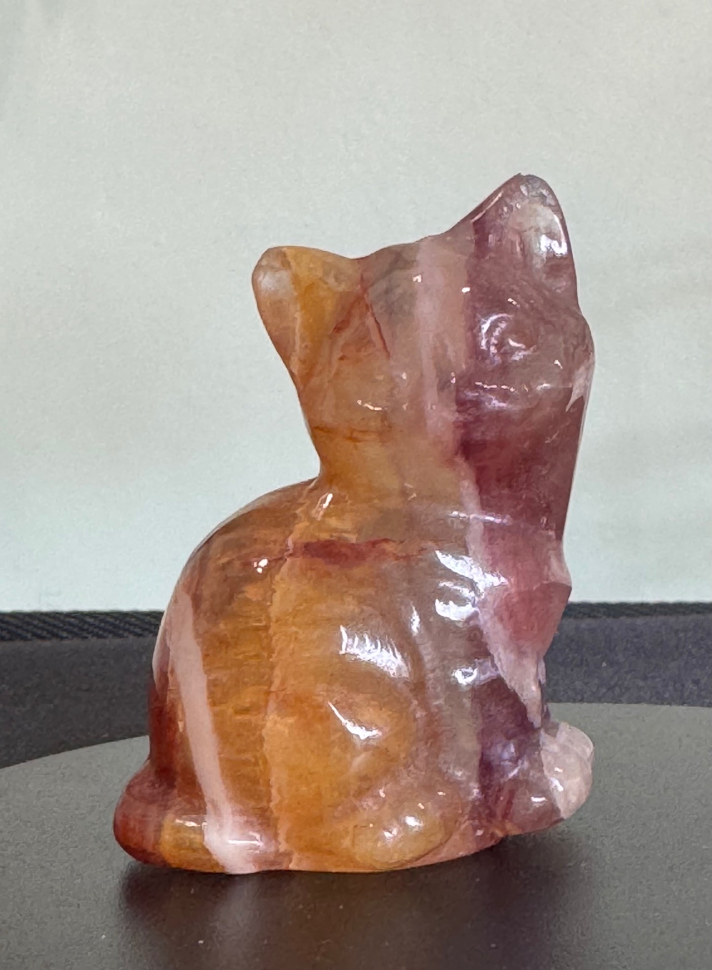 Fluorite Sitting Cat Carving