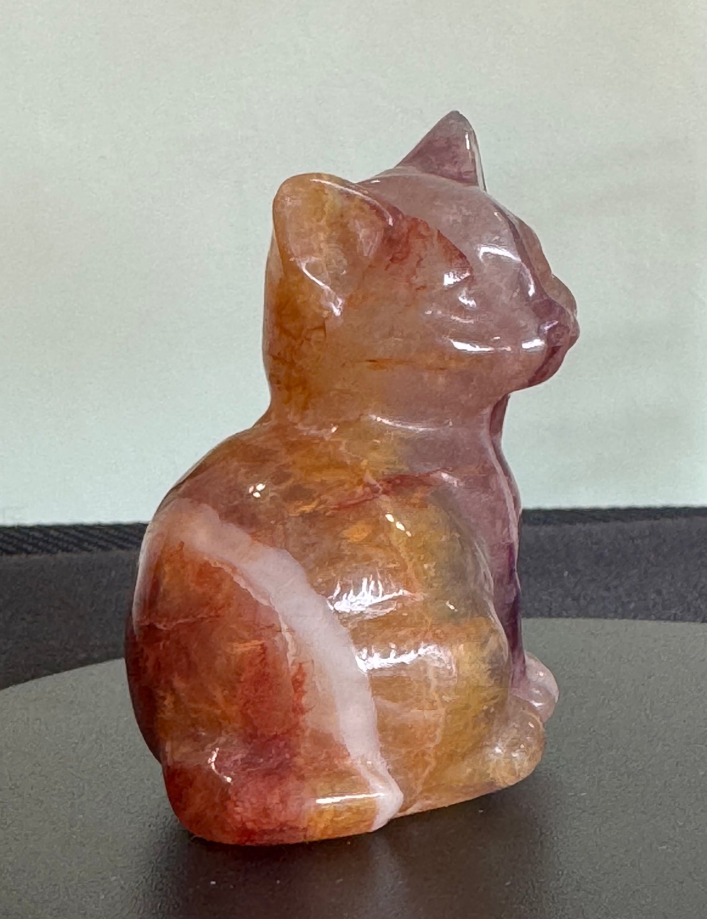 Fluorite Sitting Cat Carving
