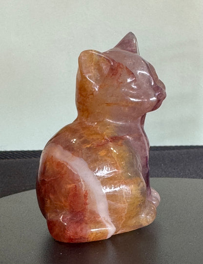 Fluorite Sitting Cat Carving