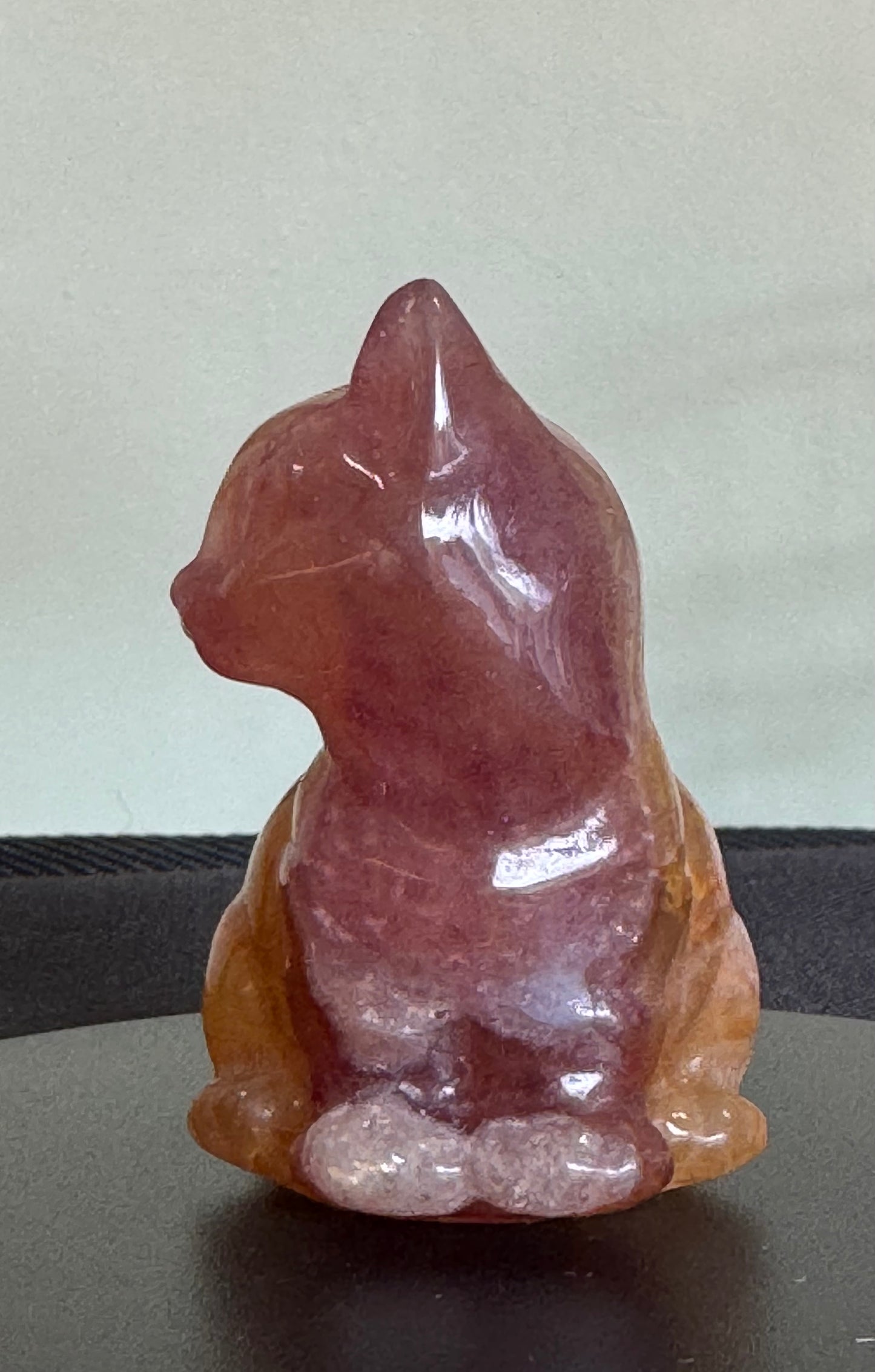 Fluorite Sitting Cat Carving