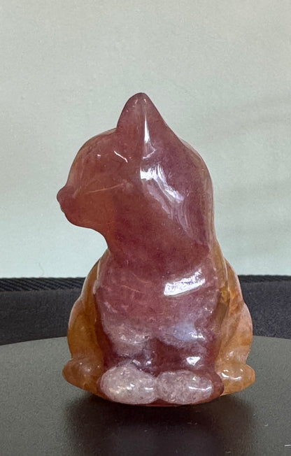 Fluorite Sitting Cat Carving