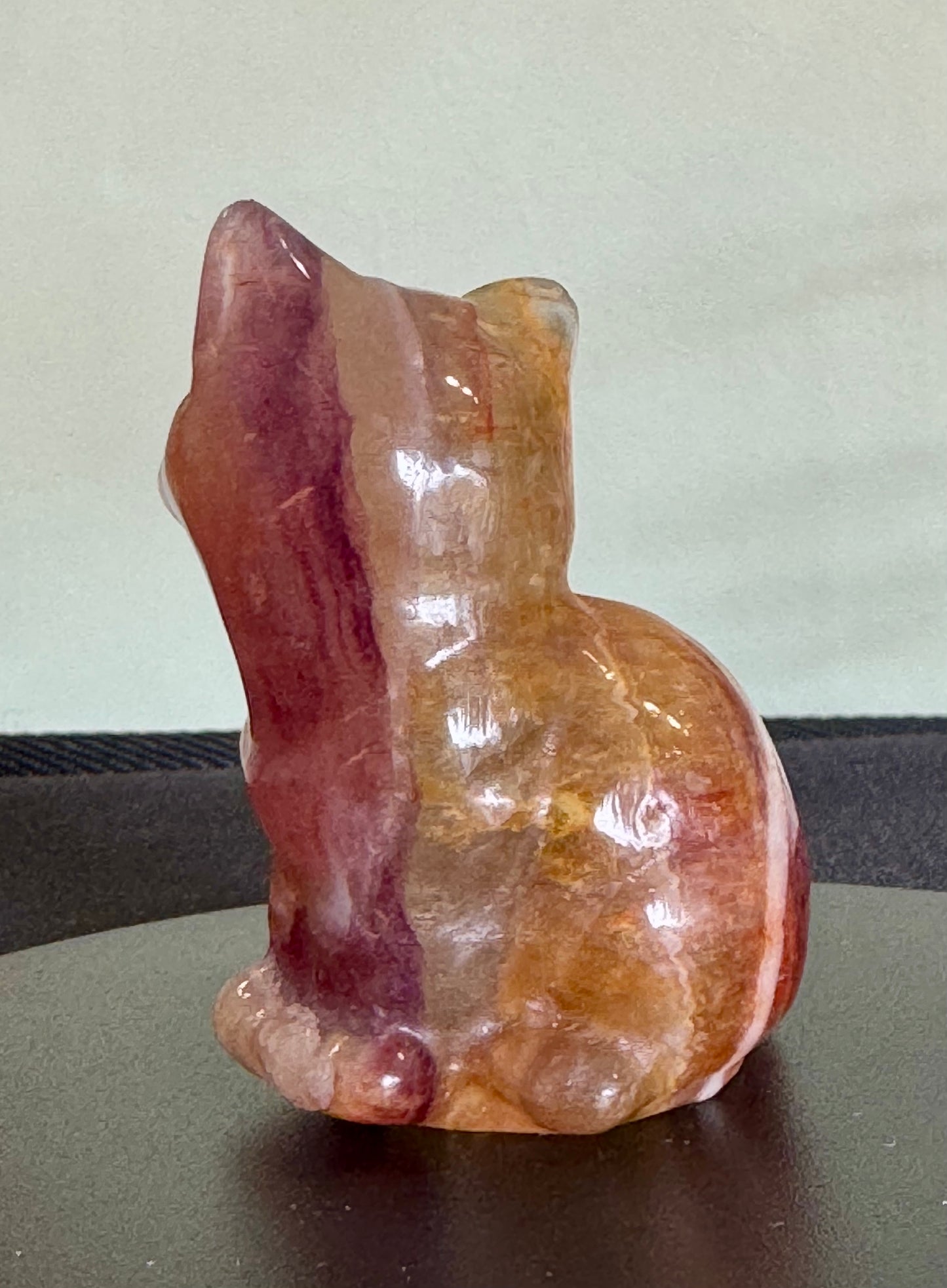 Fluorite Sitting Cat Carving