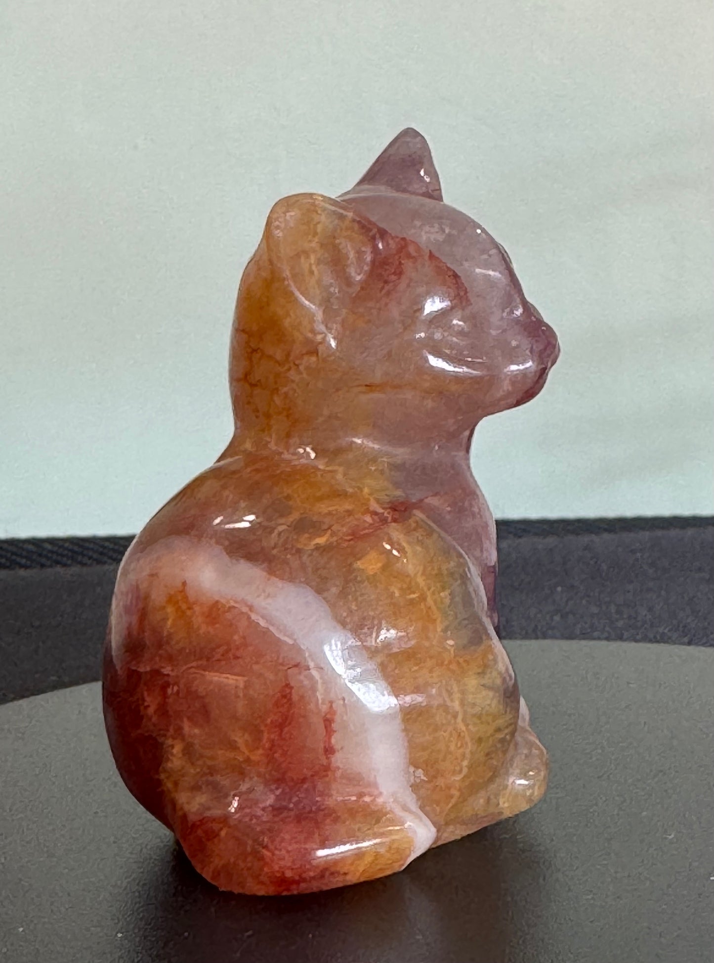 Fluorite Sitting Cat Carving