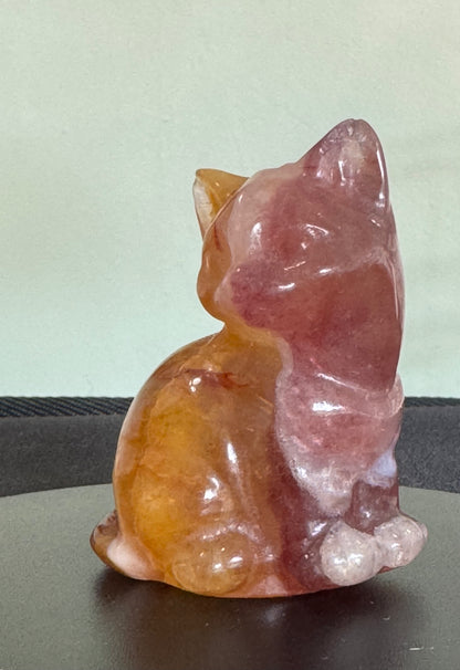 Fluorite Sitting Cat Carving