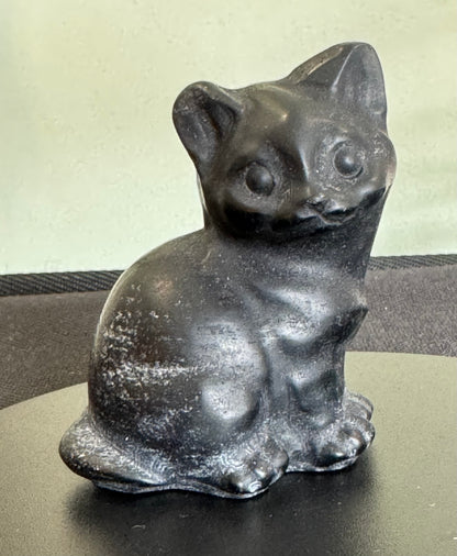 Black Obsidian Cat Carving