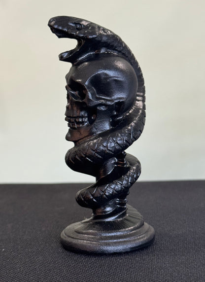 Obsidian Skull & Serpent Carving