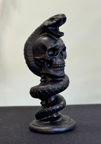 Obsidian Skull & Serpent Carving