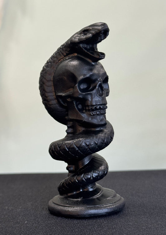 Obsidian Skull & Serpent Carving