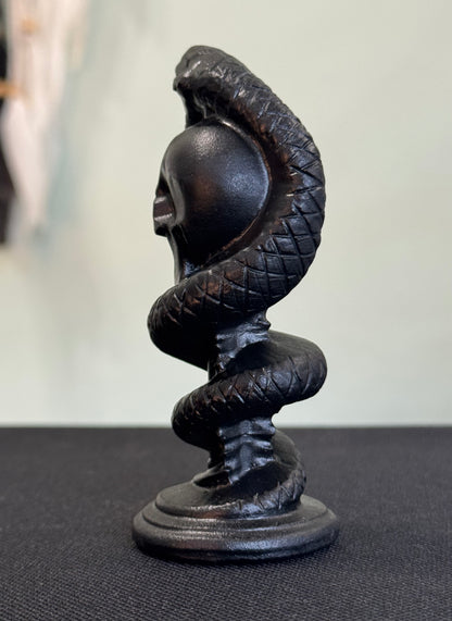 Obsidian Skull & Serpent Carving