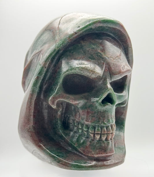 Garnet Hooded Skull Carving
