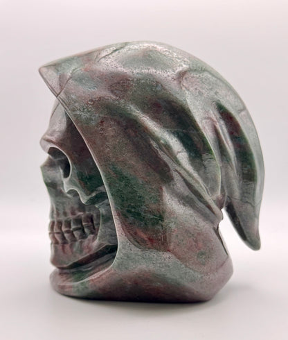 Garnet Hooded Skull Carving