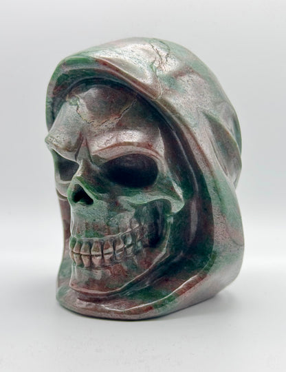Garnet Hooded Skull Carving