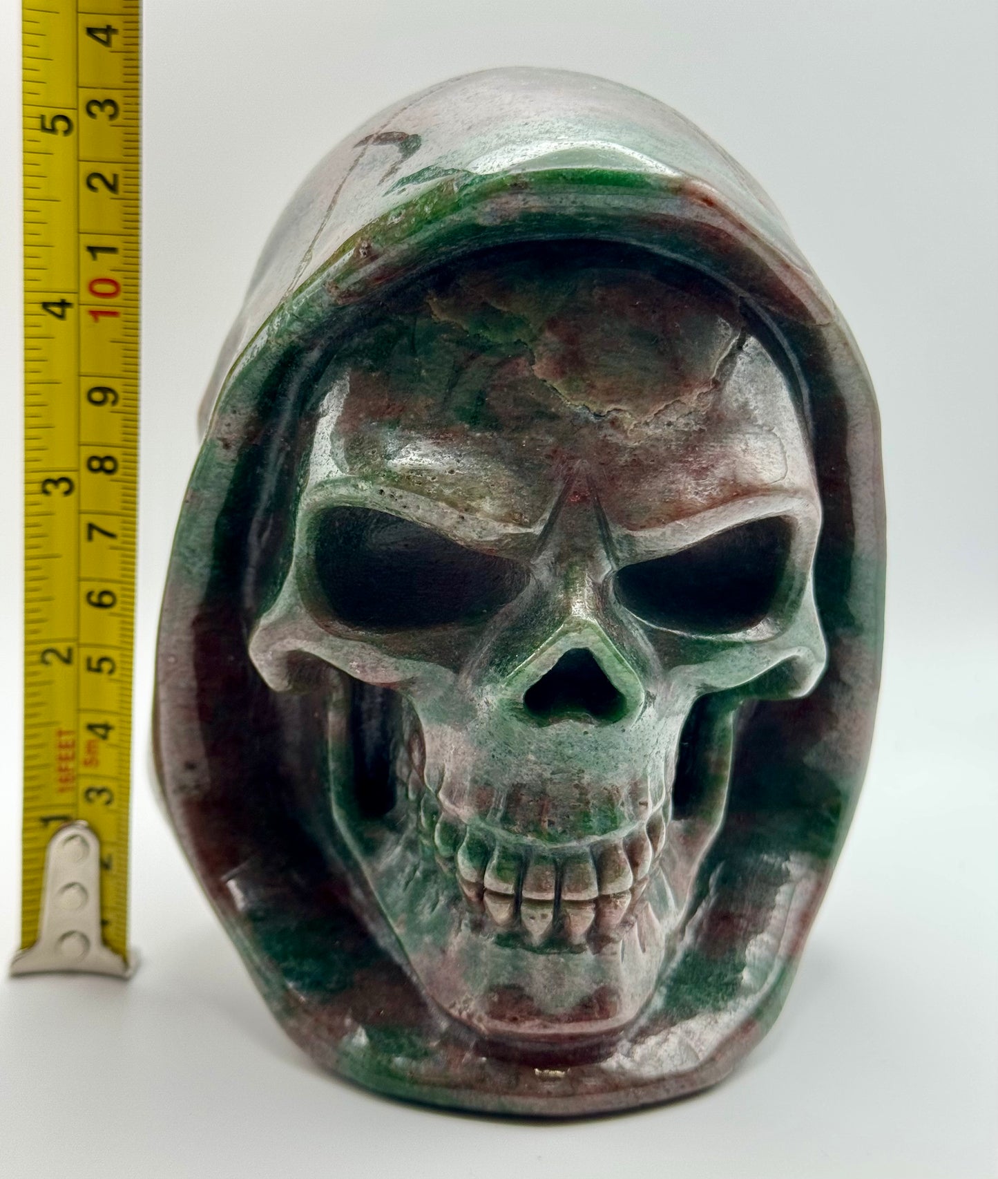 Garnet Hooded Skull Carving