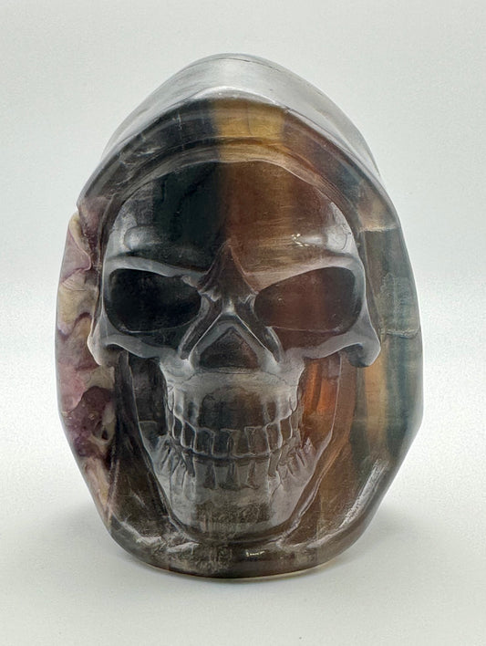Fluorite Hooded Skull (Guardian Figure) Carving