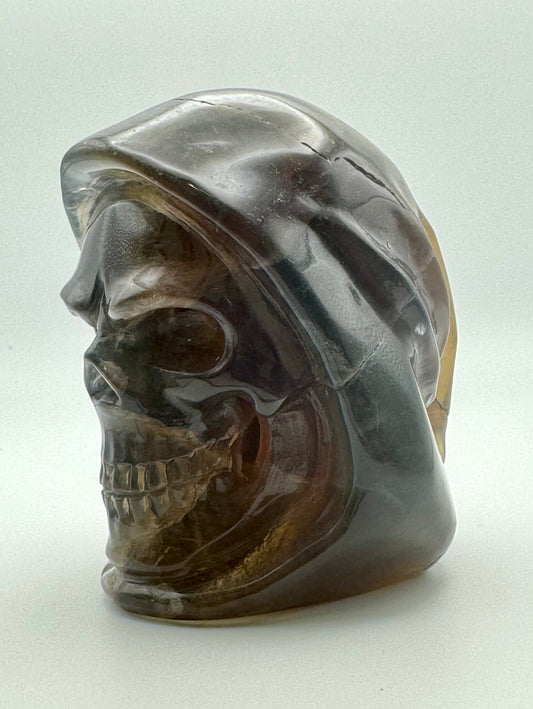 Fluorite Hooded Skull (Guardian Figure) Carving