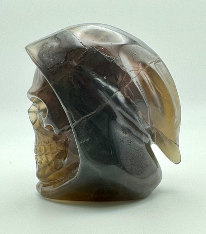 Fluorite Hooded Skull (Guardian Figure) Carving