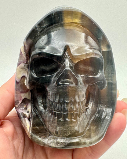 Fluorite Hooded Skull (Guardian Figure) Carving