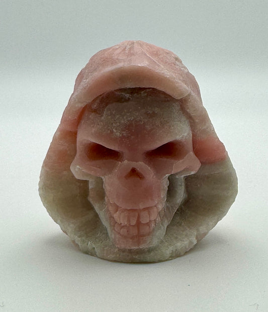Pink Opal Hooded Skull (Guardian Figure) Carving