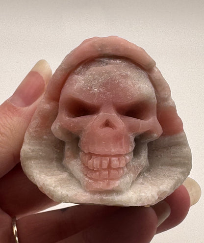 Pink Opal Hooded Skull (Guardian Figure) Carving
