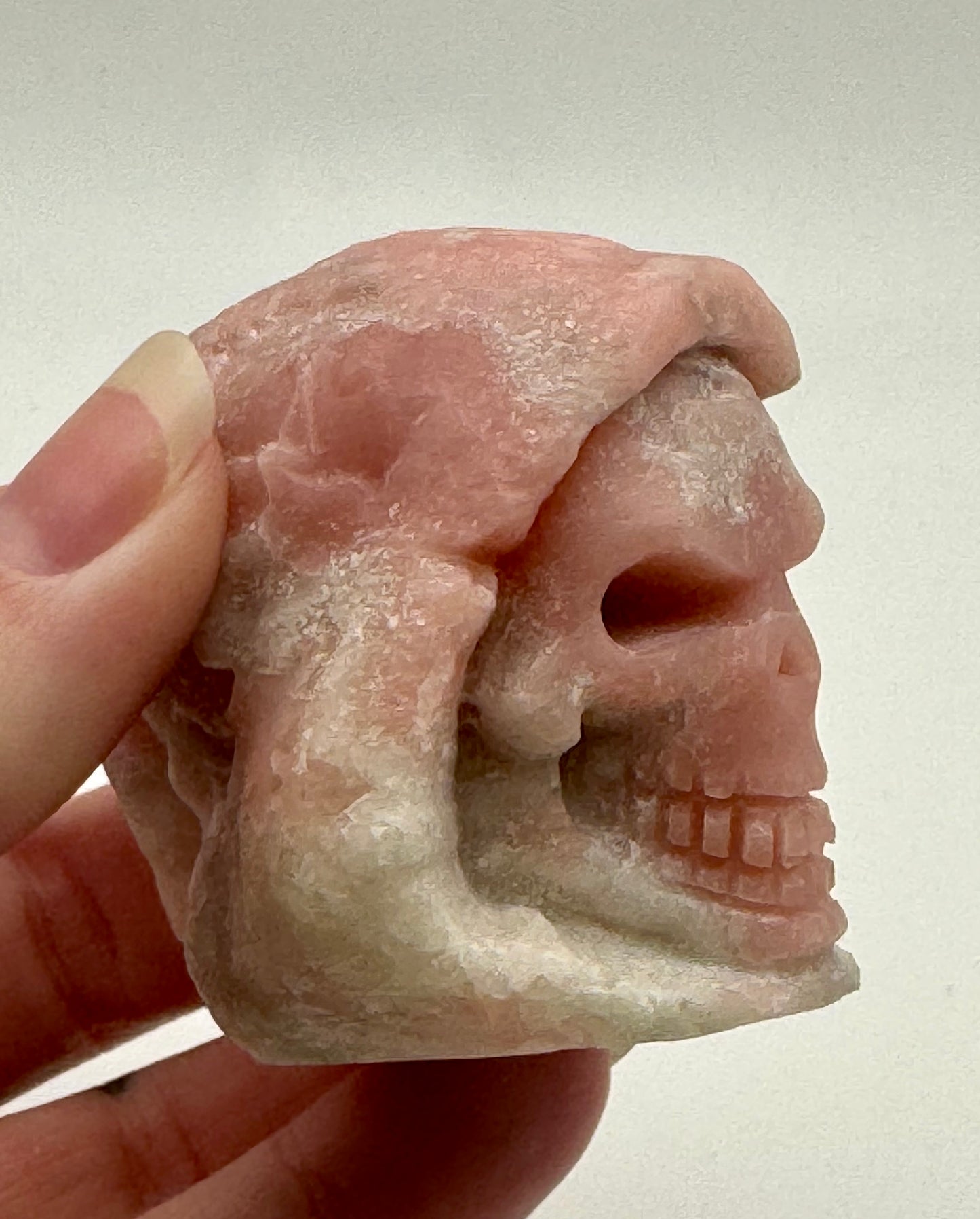 Pink Opal Hooded Skull (Guardian Figure) Carving