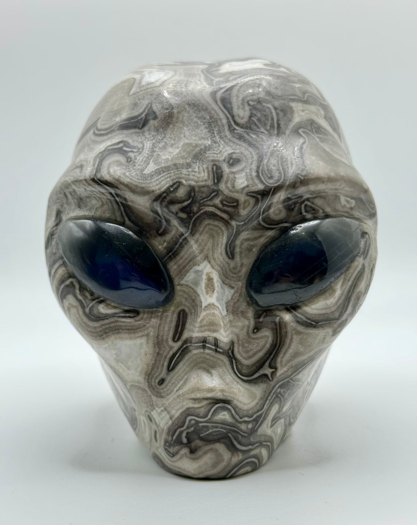 Shell Jasper Alien Head with Labradorite Eyes
