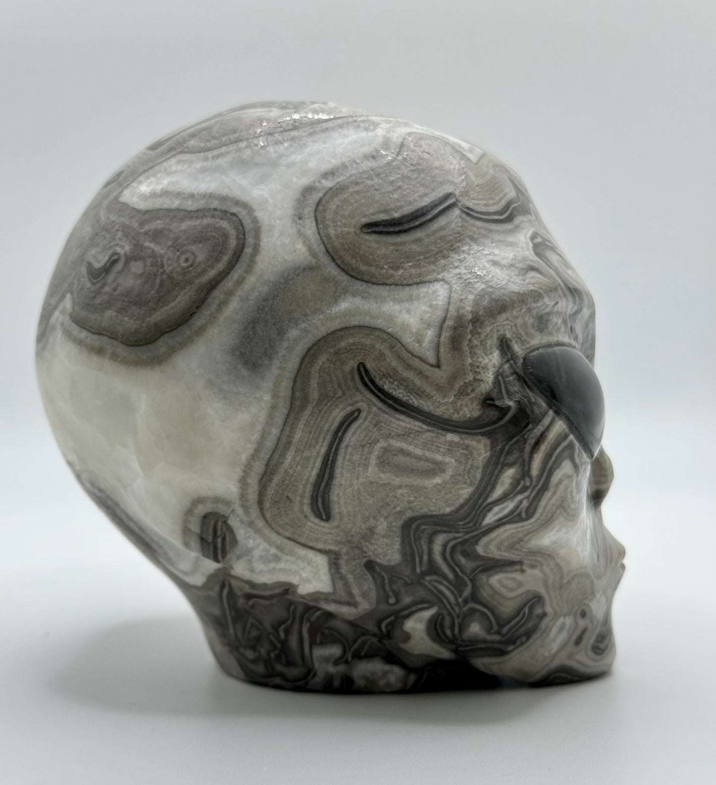 Shell Jasper Alien Head with Labradorite Eyes