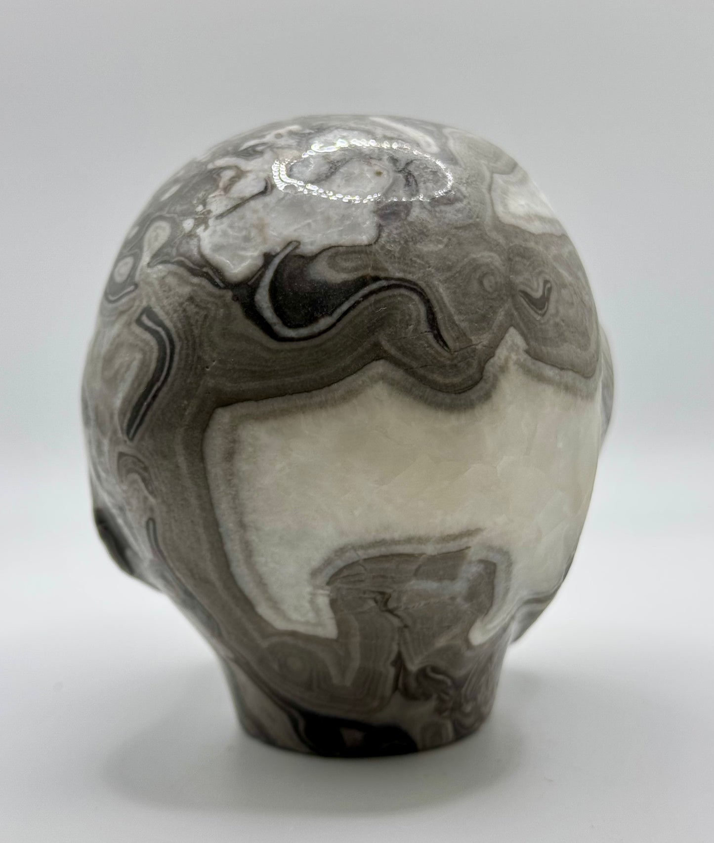 Shell Jasper Alien Head with Labradorite Eyes