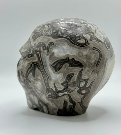 Shell Jasper Alien Head with Labradorite Eyes